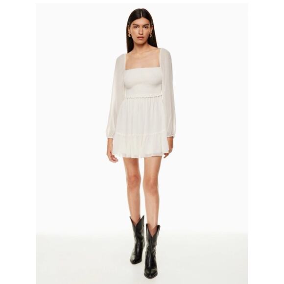 Wilfred Dress Womens Size XXS NEW Tempest Birch Smocked Mini Milkmaid Coquette - Picture 1 of 15